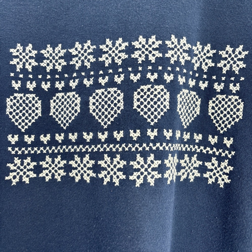 Hunt Club Sweatshirt Woman 1X Navy Blue Snowflake Hearts Fair Isle Crew Neck - Picture 4 of 14